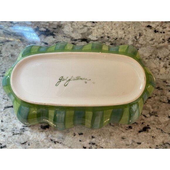 Southern Living At Home, Gail Pittman Provence Ruffled Scalloped Bowl, Blue Gree - Picture 4 of 4